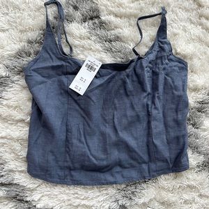 Brand new with tags. Blue linen crop top. Size Medium.